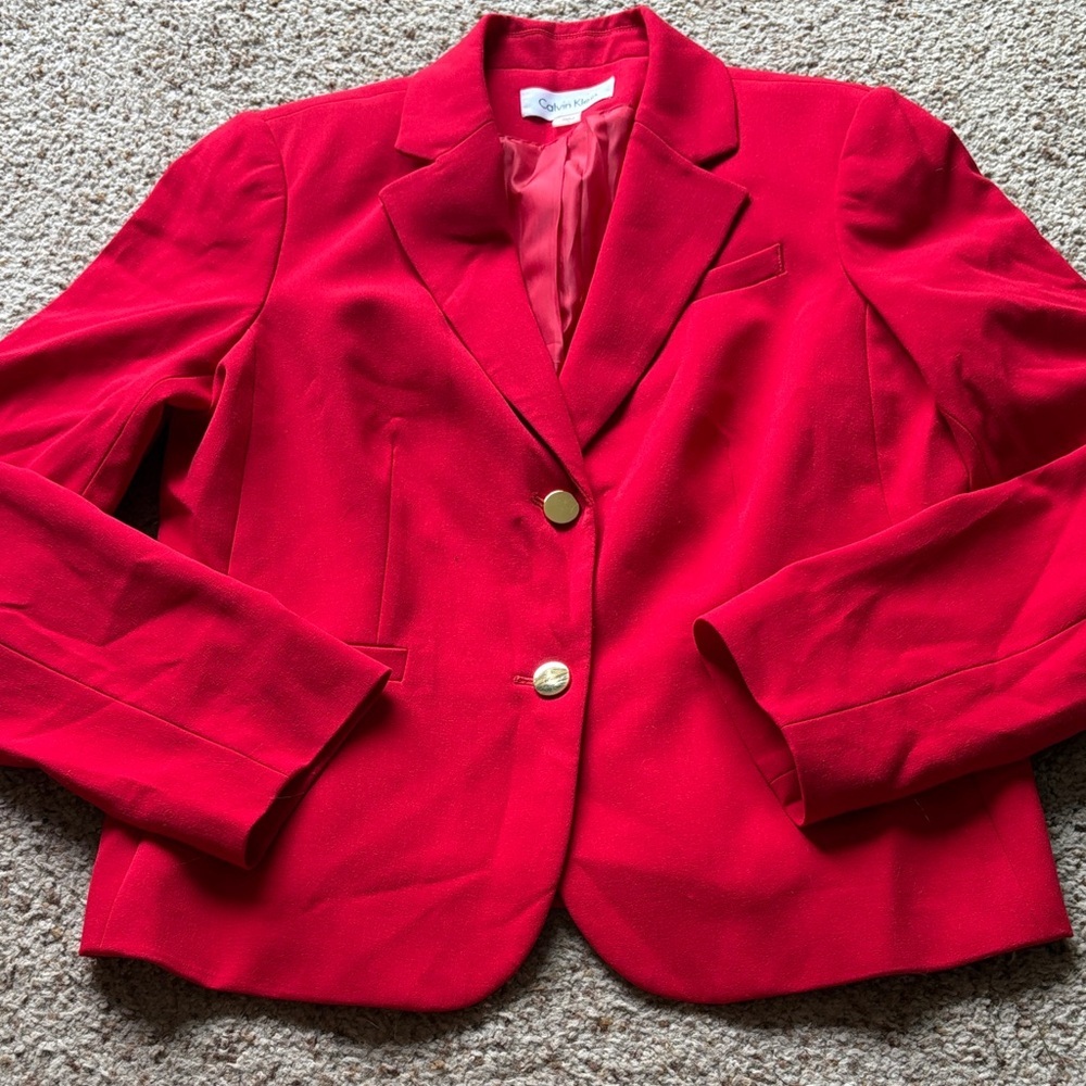 Calvin Klein Bold Red Blazer size 12